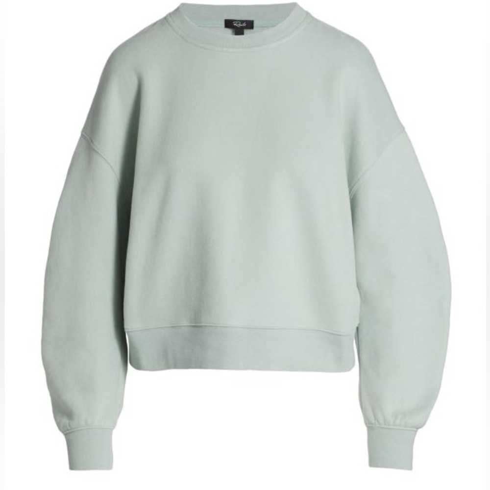 Rails Hilda Light Seafoam Blue Green Gathered Sleeve Cropped Sweatshirt Sz XS - Picture 4 of 10